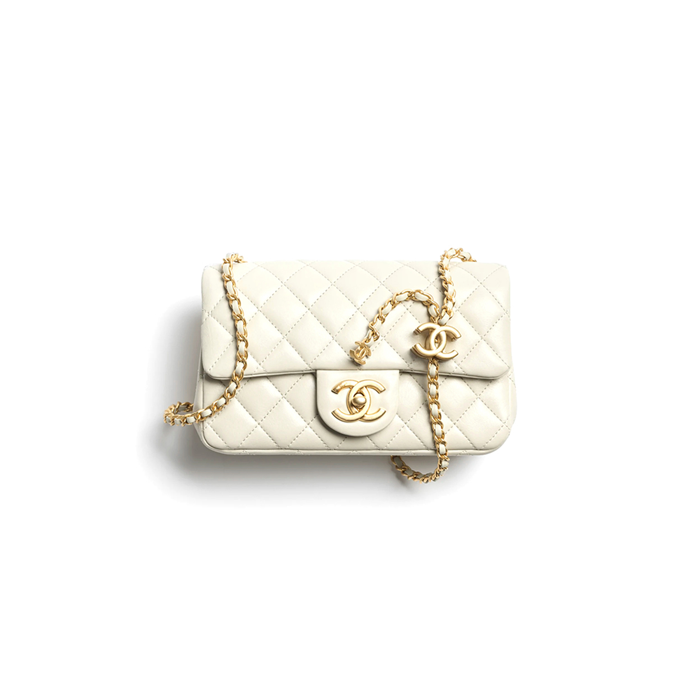 CHANEL MINI FLAP BAG SHINY LANBSKIN AS5759 (20*13*7cm)